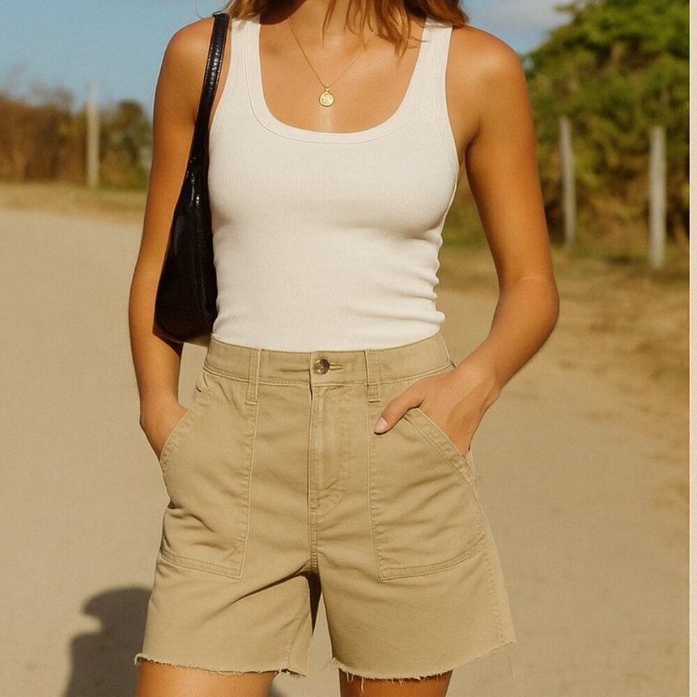 AG Adriano Goldschmied Khaki Cargo Shorts Size 25 | Utility Y2K Style